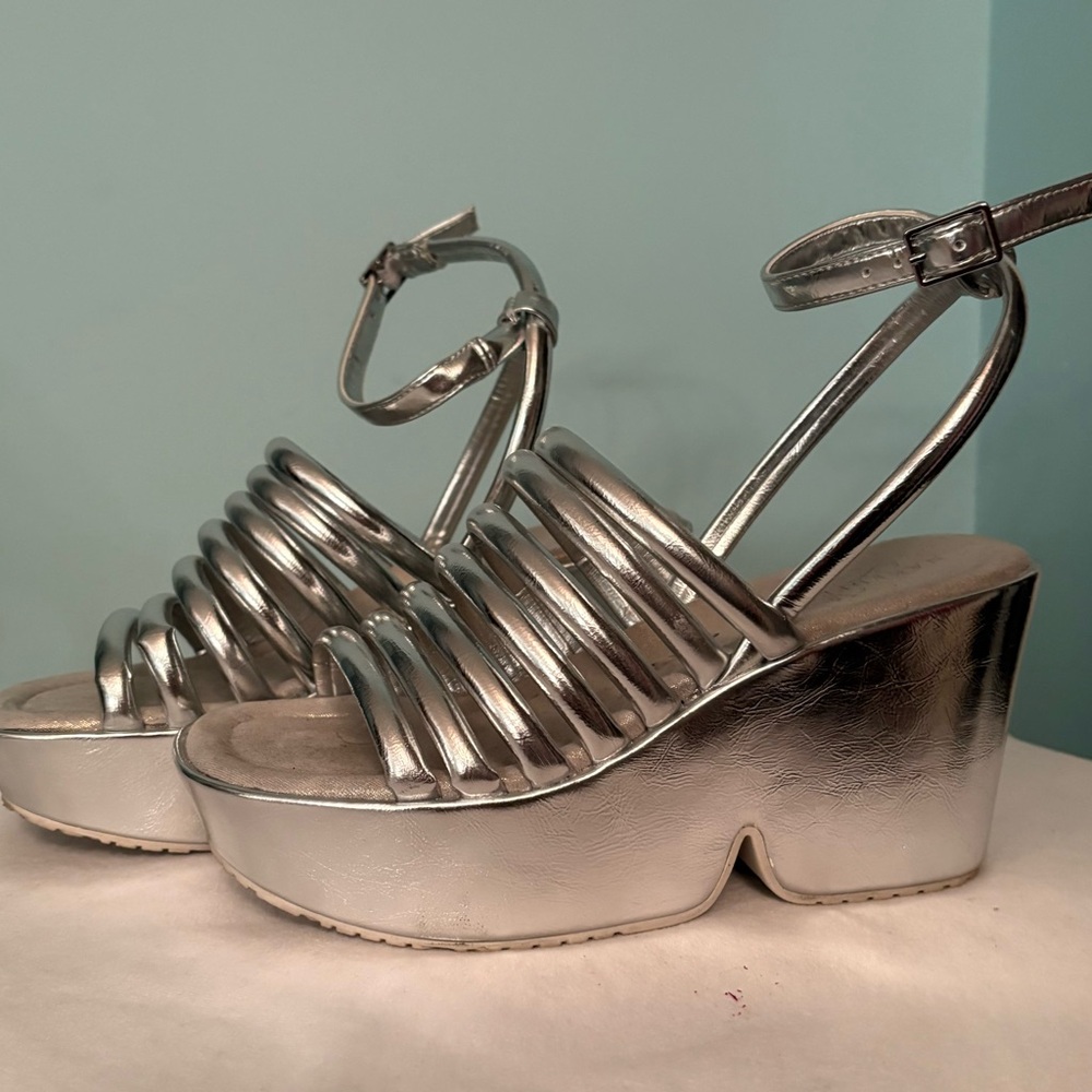 Silver Platform Strappy Sandals